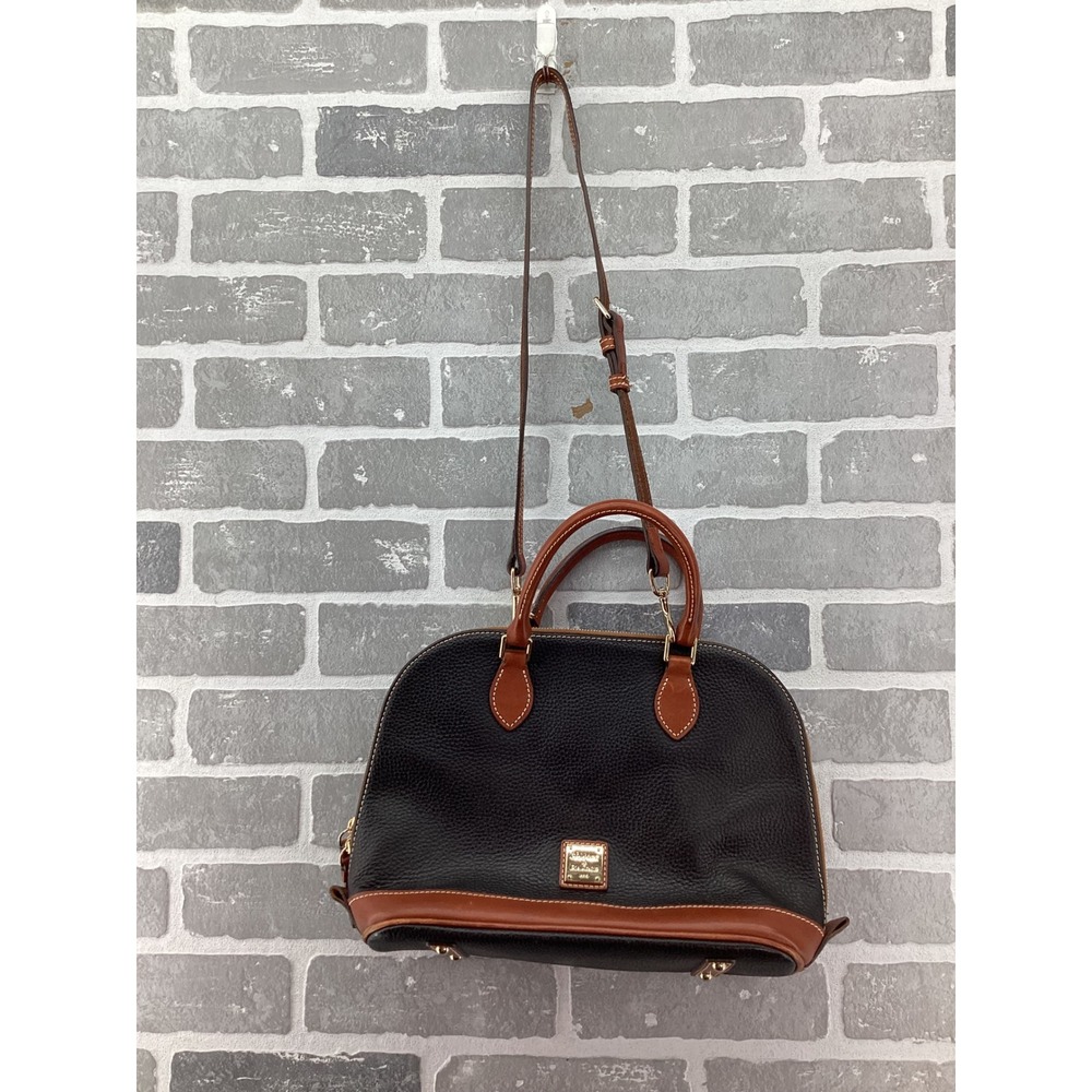 Dooney & Bourke Black Pebbled Leather Zip Zip Satchel Crossbody Bag